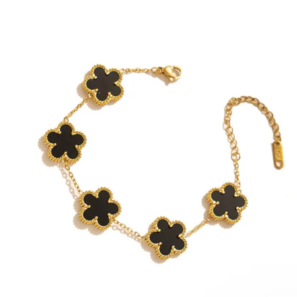 Gold and Black Flower Bracelet